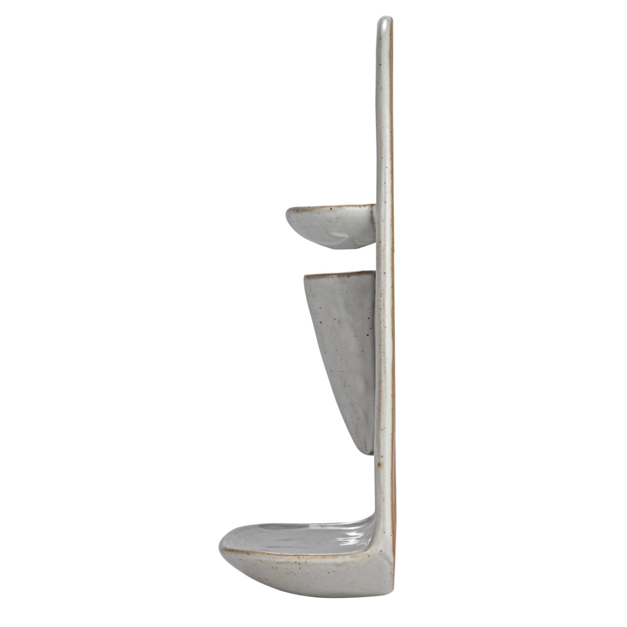 Hello Honey® 9" White Stoneware Wall Vase with 2 Shelves & Reactive Glaze